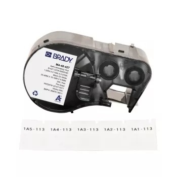 Brady, M4-48-427, selbstlaminierendes Vinyl, Balta/Transparent, 19.05 x 9.53(25.40) mm, permanent, for kabelis Diameter of 2.70 - 5.10 mm (200 E.) (170752)