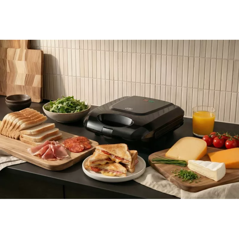 Promis STP 25 XXL sumuštinių keptuvė, 4 tostams, 1400 W, juoda