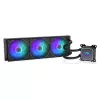 Viskas viename skysčio aušintuvas ENDORFY Navis F360 ARGB Juoda — 360 mm radiatorius, 3x 120×25 mm ventiliatoriai, 250–1800 aps./min., siurblys 1600–2600 aps./min., LGA 1700/AM5/AM4 palaikymas