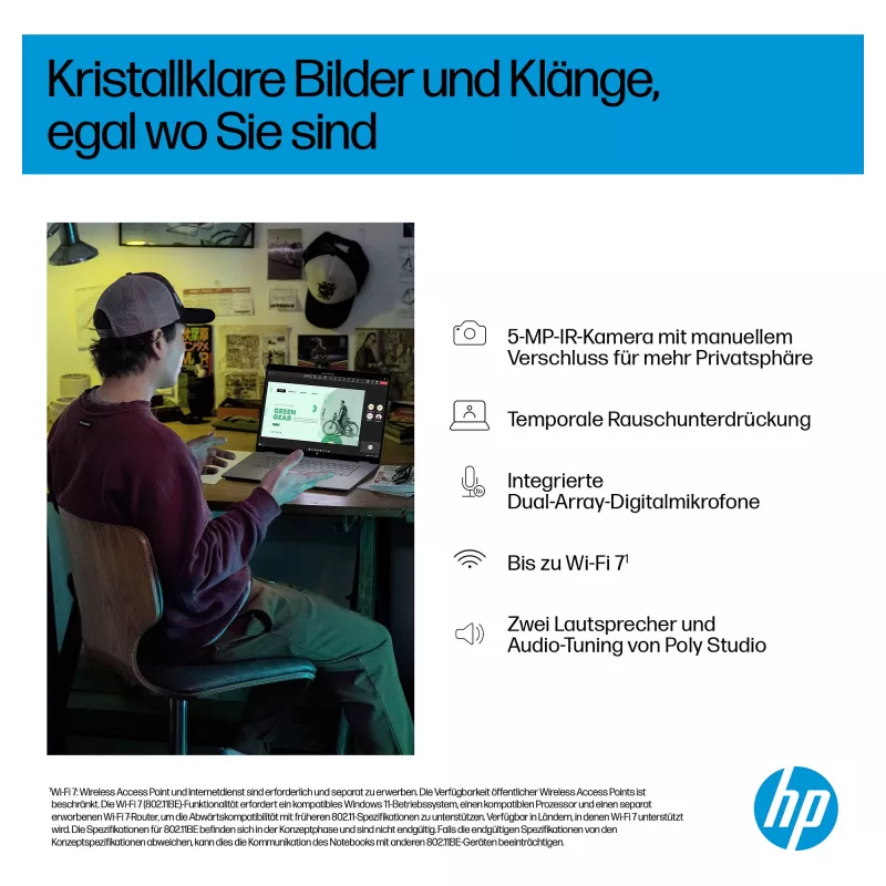 HP OmniBook BZ8L0EA 16 nešiojamasis kompiuteris - 5 GHz 40,6 cm - 1 TB SSD - 32 GB RAM - jutiklinis ekranas - Windows 11 Home (BZ8L0EA#ABD)