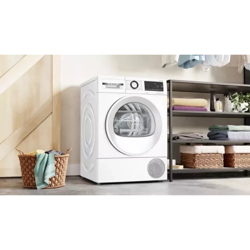Kondensacinė skalbinių džiovyklė Bosch WQG145APPL 9 kg šilumos siurblys, 14 programų, LED ekranas, balta