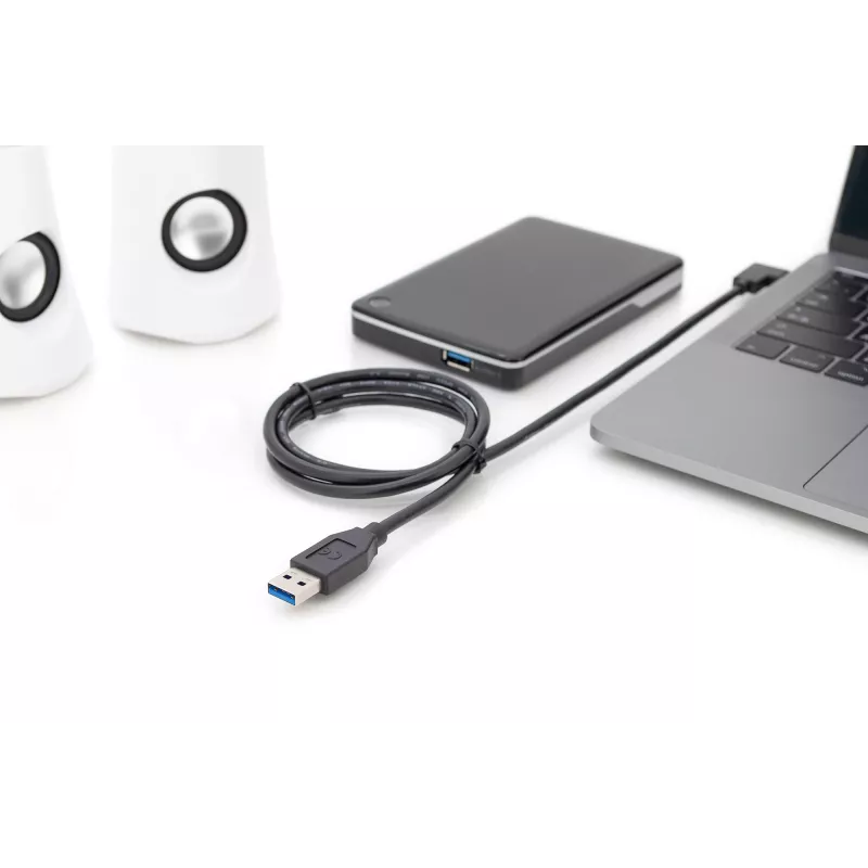 Digitus ASSMANN - USB laidas - USB-C (M) kampuotas į USB Type A (M) tiesus - USB 3.1 Gen2 - 3 A - 1 m - formuotas - juodas (AK-300147-010-S)