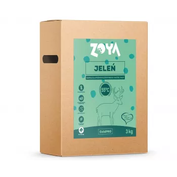 Sausas šunų maistas ZOYA ColdPRO Deer 3 kg — suaugusiems šunims, riboto ingredientų kiekio elnienos formulė, 26% baltymų, 9,5% riebalų