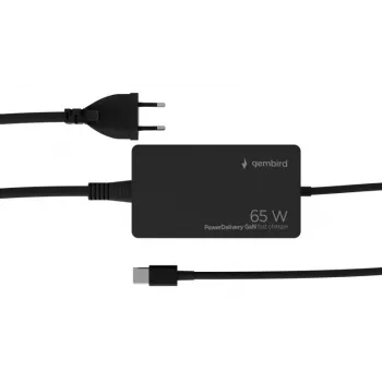 Cablexpert NPA-AC-PDQC65-01 65 W PowerDelivery GaN USB Type-C greitasis įkroviklis, juodas | Cablexpert