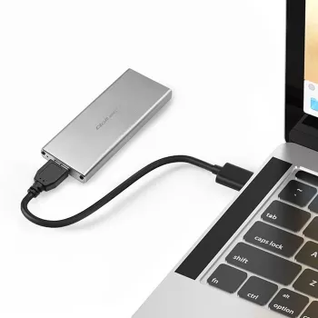 Aliuminio korpusas QOLTEC 51833, skirtas M.2 SSD, SATA į USB 3.0, palaiko iki 2TB