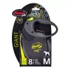 Ištraukiamas pavadėlis Flexi NEON GIANT M — 8 m juostinis pavadėlis, maks. apkrova 25 kg, ergonomiška rankena, juoda/geltona