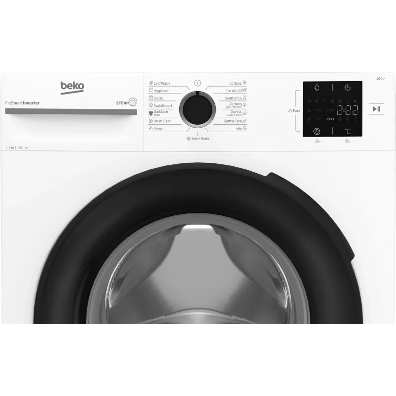 BEKO skalbimo mašina BM1WFSU36233WB, 6 kg, energijos klasė B, 44,6 cm, 1200 aps./min., inverterinis variklis, Steam Cure