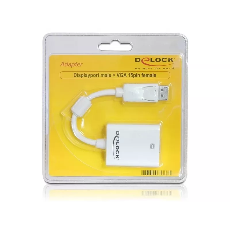 Vaizdo kabelio adapteris DeLOCK 61766 0,125m VGA DisplayPort baltas