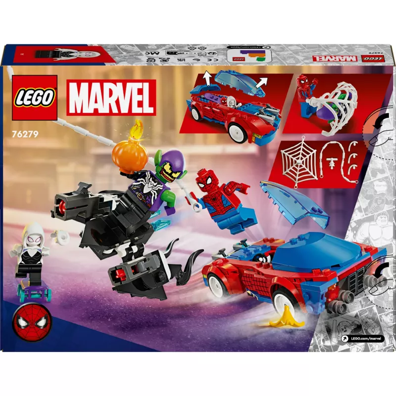 Lego Marvel 76279 Spider-Man lenktyninis automobilis ir Venom Green Goblin statomas rinkinys