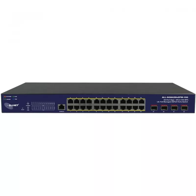 Tinklo komutatorius ALLNET ALL-SG8428v2FPM-10G — 24+4 prievadai, PoE, 10G