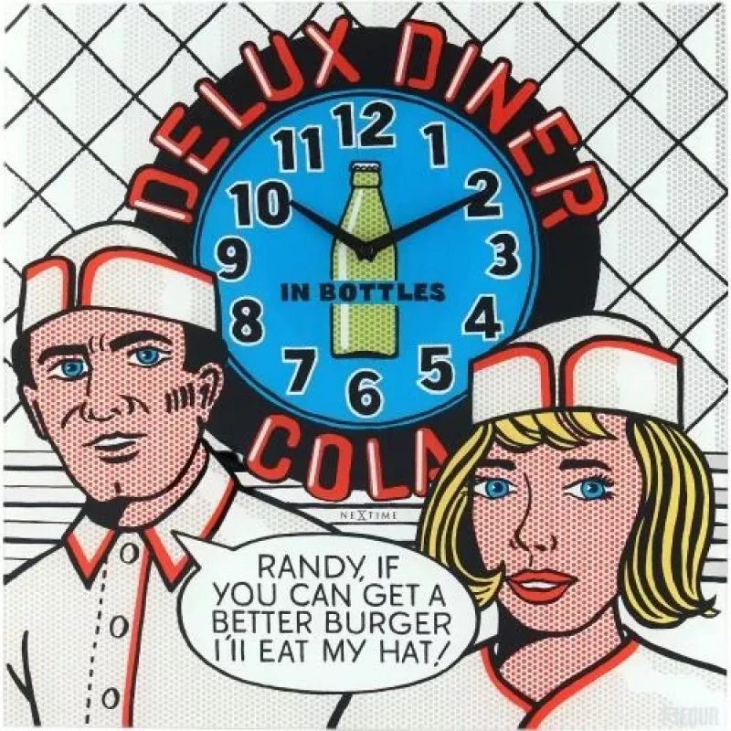 NeXtime klok 8167 Delux Diner, 43x43cm, Sieninis, Įvairiaspalvis