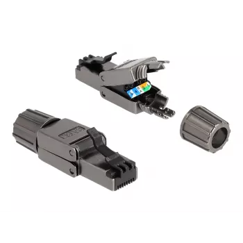 Tinklo kabelis DeLOCK RJ45 kištukas Cat.8.1 STP be įrankių juodas