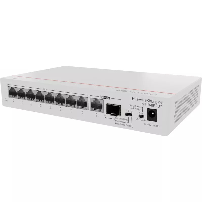 HUAWEI eKit S110 Series S110-8P2ST nevaldomas L2 Gigabit Ethernet (10/100/1000) maitinimas per Ethernet (PoE) pilkas