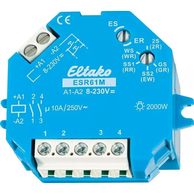 Eltako AP/UP impulsinis jungiklis ESR61M, 1 + 1 normaliai atviras kontaktas 10 A ESR61M 8 - 230 V/UC 1 + 1 normaliai atviras kontaktas 10 A 250 V/AC (kaitrinė lempa (61200301)