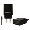 Kelioninis įkroviklis Beline Beli0011 — 2×USB prievadai, microUSB laidas, 2A išvestis, juodas