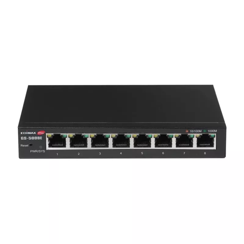 Edimax GS-5008E tinklo komutatorius valdomas Gigabit Ethernet (10/100/1000) juodas