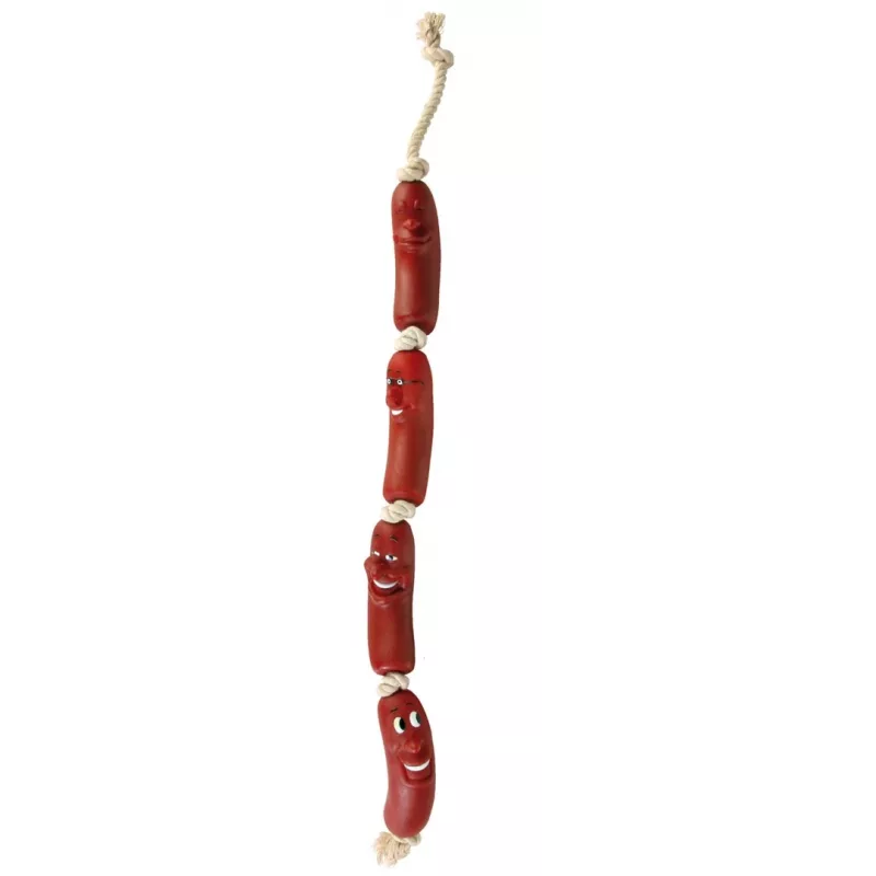 Šunų kramtomas žaislas Trixie Snack Toy Sausages on a Rope, vinilas, 750 mm, bronzinis, 1 vnt.