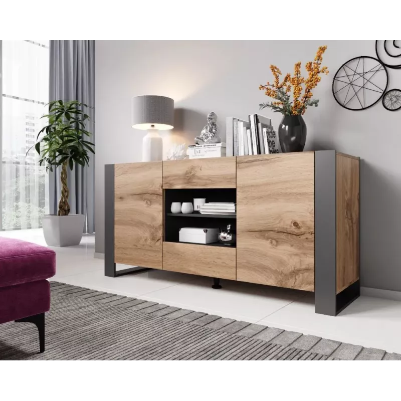Cama komoda WOOD votano ąžuolas/antracitas