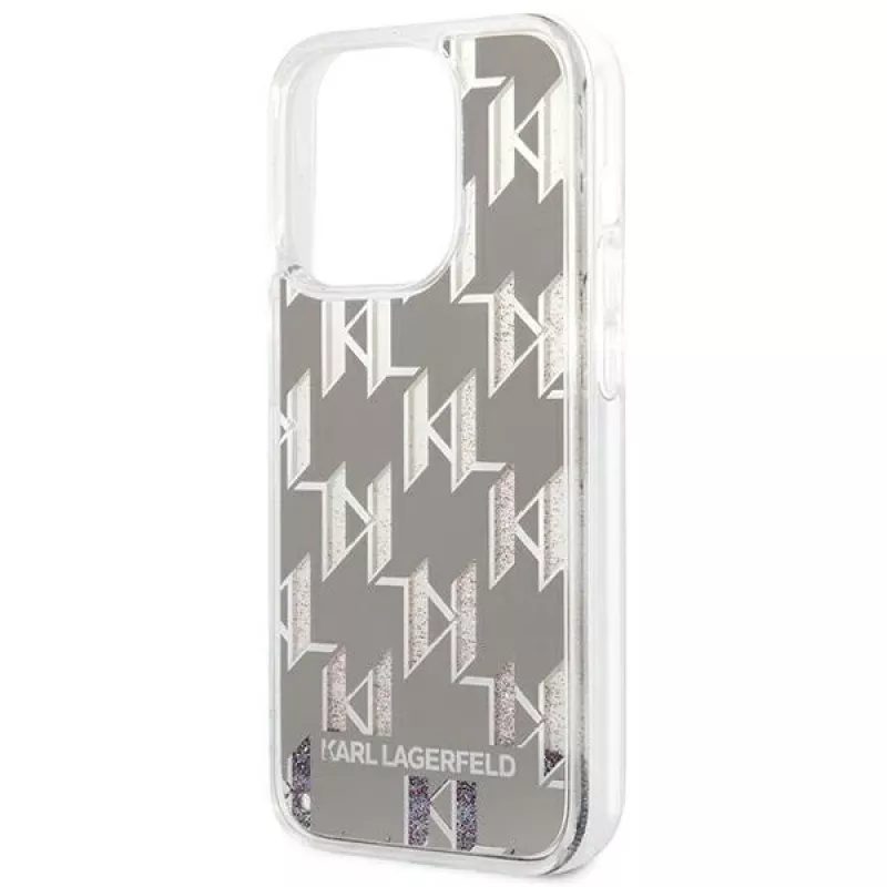 Karl Lagerfeld KLHCP14XLMNMS iPhone 14 Pro Max 6.7 kietas dėklas sidabrinis / sidabrinis Liquid Glitter Monogram