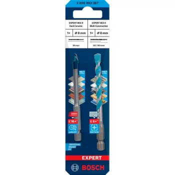 Grąžtų rinkinys Bosch Expert HEX-9 MultiConstruction 8 mm, 2 vnt.