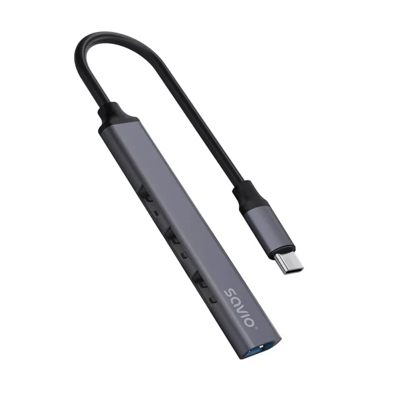 USB 3.0 4 prievadų sąsajos šakotuvas SAVIO AK-71 su USB-C, 5000 Mbit/s, 2 metų garantija