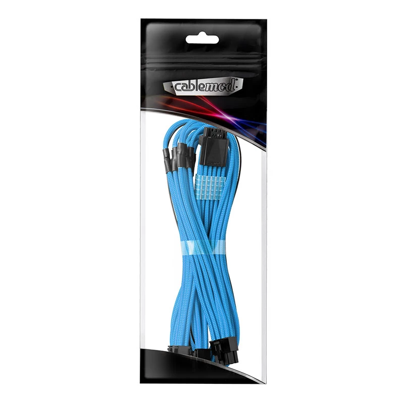 CableMod C-Series PRO ModMesh 12VHPWR į 3x PCI-e kabelis Corsair – 60 cm, šviesiai mėlynas