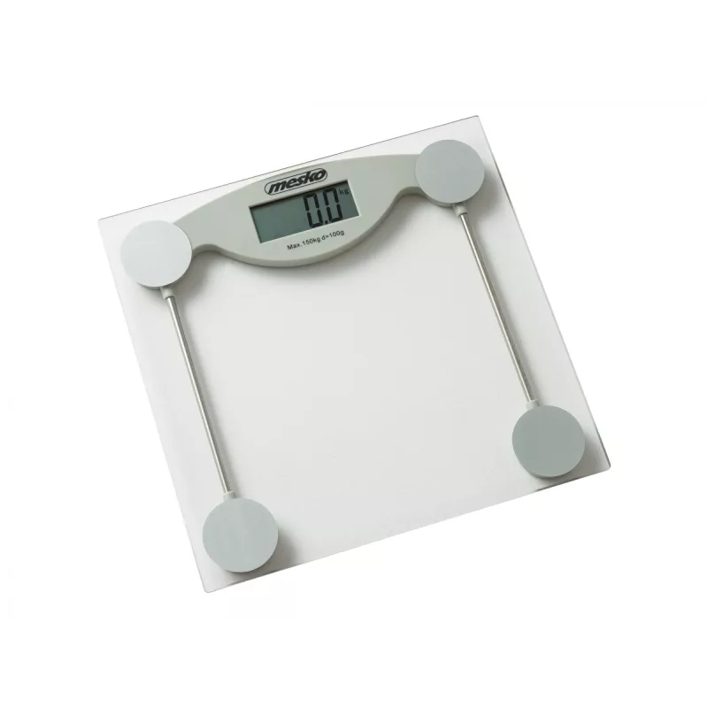Elektroninės asmeninės svarstyklės Mesko MS 8137 — talpa 150 kg, tikslumas 100 g, baltos/skaidrios