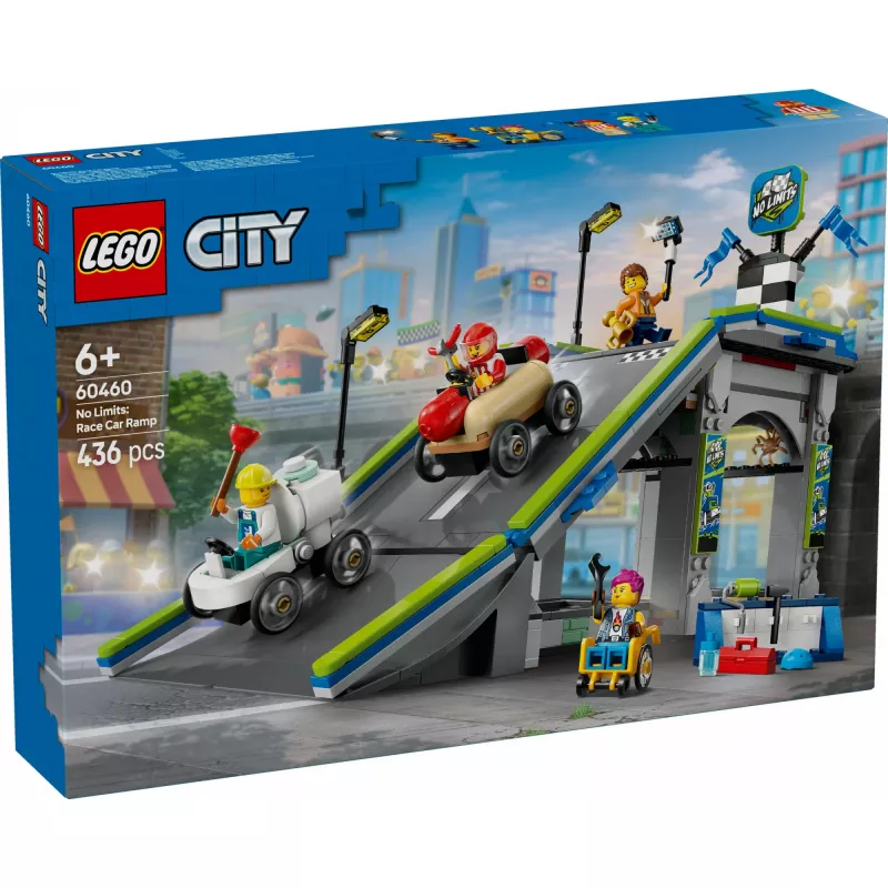 LEGO CITY 60460 No Limits: lenktyninio automobilio rampos sunkvežimis