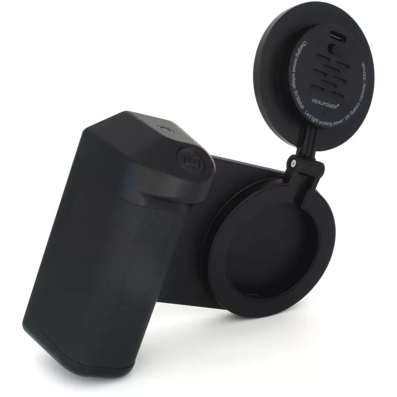 Selfie lemputė RealPower Selfie MagFree LED juoda balta ABS PU