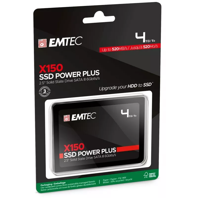 SSD diskas Emtec X150 4 TB 2,5 colio SATA III 3D NAND modelis ECSSD4TX150