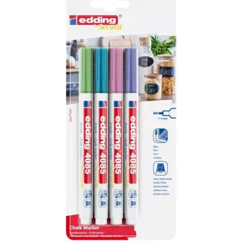Edding 4085/4W metaliniai kreidiniai žymekliai, 1–2 mm antgalis, 4 vnt. pakuotė