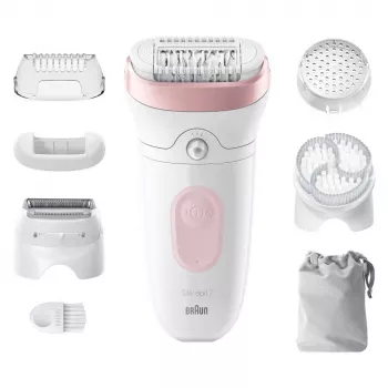 Braun Silk-epil 7 SE7-060 epiliatorius, 40 pincetų, rožinis/baltas