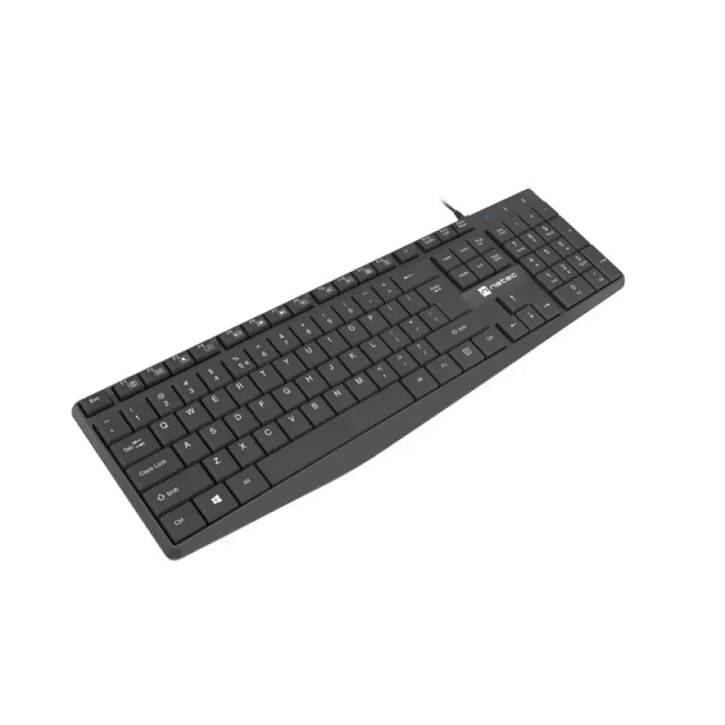 Laidinė pilno dydžio klaviatūra NATEC NAUTILUS NKL-1950 — USB, QWERTY US International, 105 klavišai, juoda