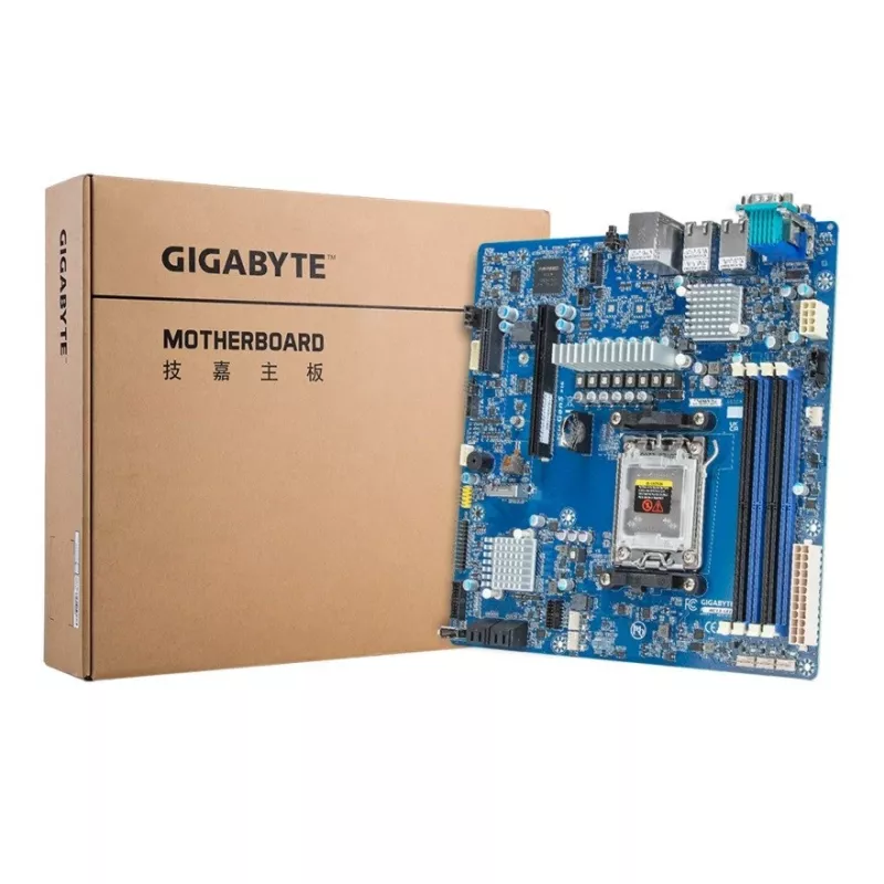 Pagrindinė plokštė GIGABYTE MC13-LE1 B650E microATX, skirta AMD AM5 (Ryzen 7000/9000, DDR5, 4x DIMM, 10Gb LAN, 2x RJ-45, 4x SATA III, M.2, RAID)