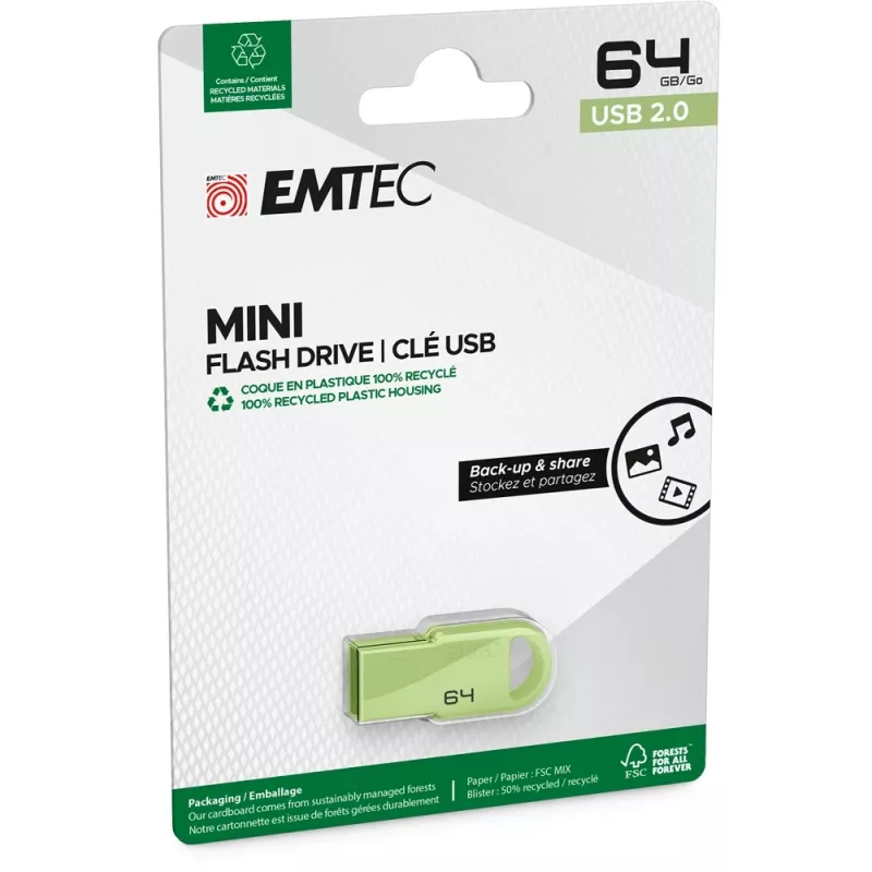 USB Flash Drive Emtec D250 Mini 64GB USB Type-A 2.0 Juoda