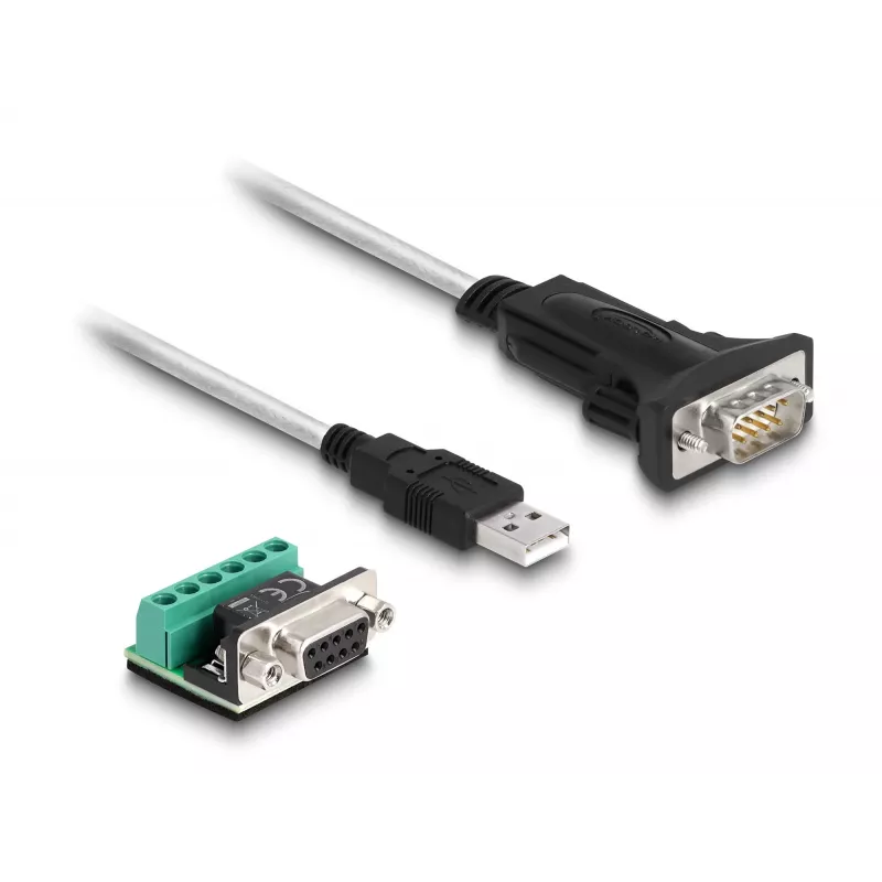 DeLOCK 63465 Serial kabelis Juoda Transparent 1.8m USB Type-A DB-9