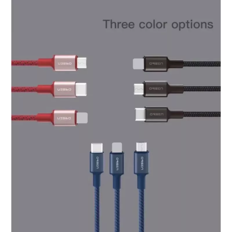 USB laidas Orsen S9M A į Micro USB 2.1A 1 m juodas