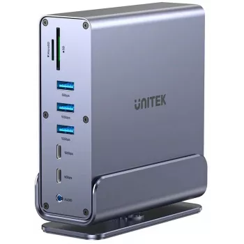 Dokų stotis Unitek D1135AGY01 DisplayLink adapteris Trijų 4K palaikymas, 15 viename, 15W PD maitinimas