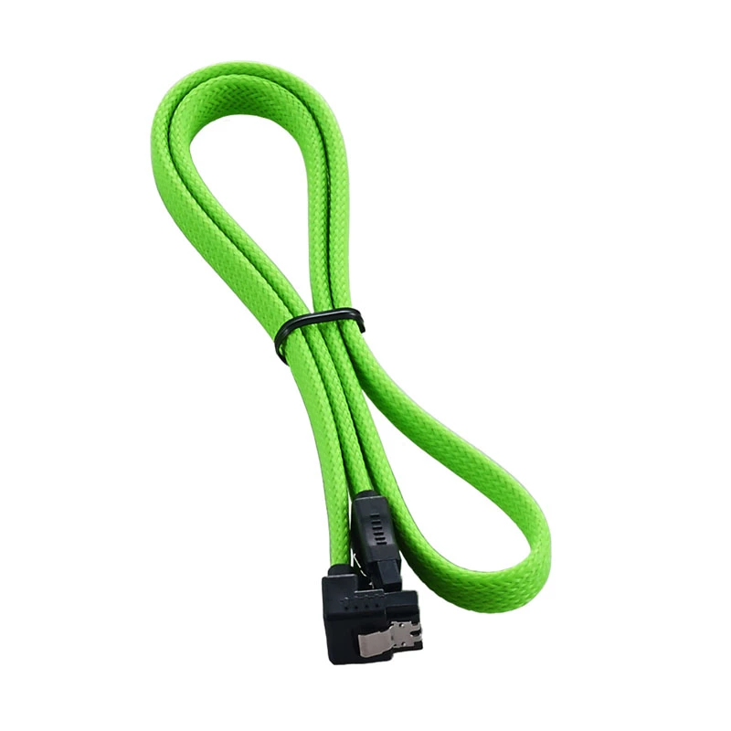 CableMod ModMesh - SATA laidas - Serial ATA 150/300/600 - SATA (M) stačiu kampu į SATA (M) - 60 cm - Šviesiai žalia (CM-CAB-RSAT-N60KLG-R)