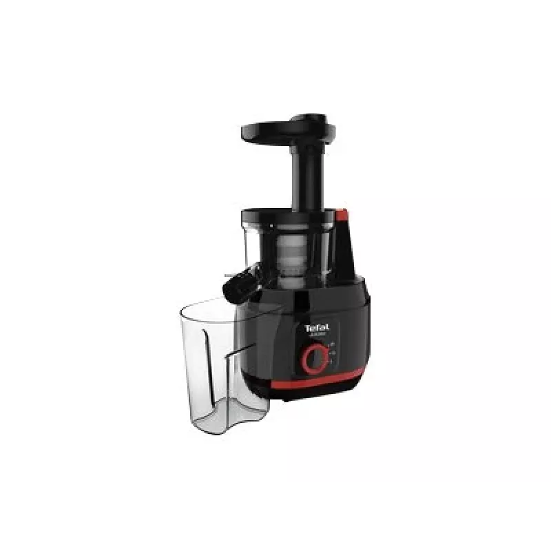 Lėto spaudimo sulčiaspaudė Tefal Juiceo ZC150 — 150 W, 4,5 cm padavimo vamzdis, 0,8 l sulčių ir minkštimo talpyklos, 80 aps./min., juoda/raudona
