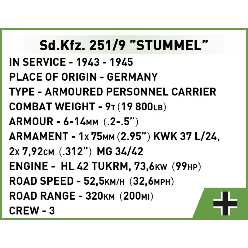 Sd.Kfz. 251/9 Stummel, konstrukcinis žaislas