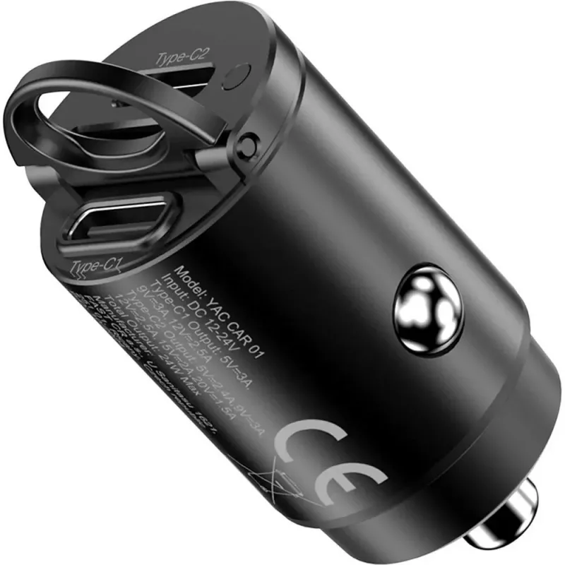 Automobilinis įkroviklis YENKEE CAR 01 Power Delivery 30W 2×USB-C