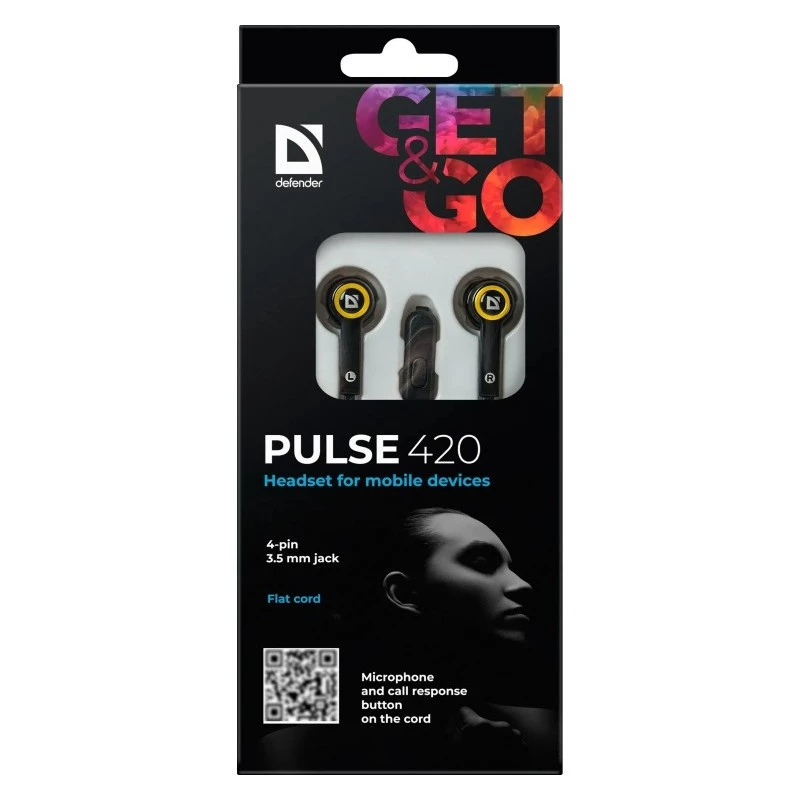 Ausinės Defender Pulse 420 juodai geltonos