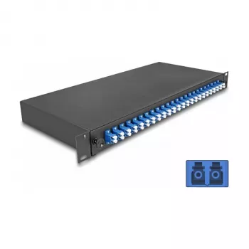 DeLOCK 19 colių optinio pluošto sujungimo dėžutė 24 x LC Duplex OS2 1U juodas metalas