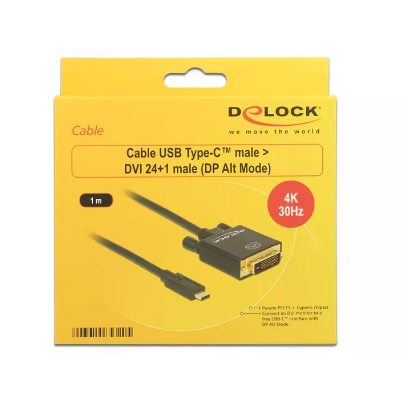 USB-C į DVI adapteris DeLOCK 1 m 85320