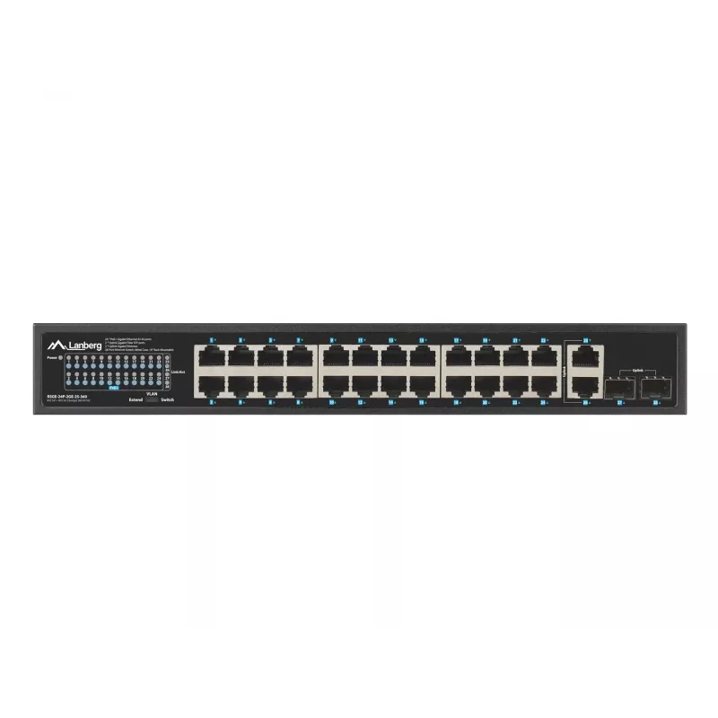 Nevaldomas LANBERG komutatorius RSGE-24P-2GE-2S-360 su 24 RJ-45 Ethernet prievadais