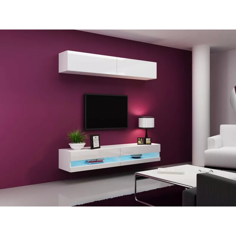 Cama svetainės baldų komplektas VIGO nauja 10 baltas/baltas blizgus