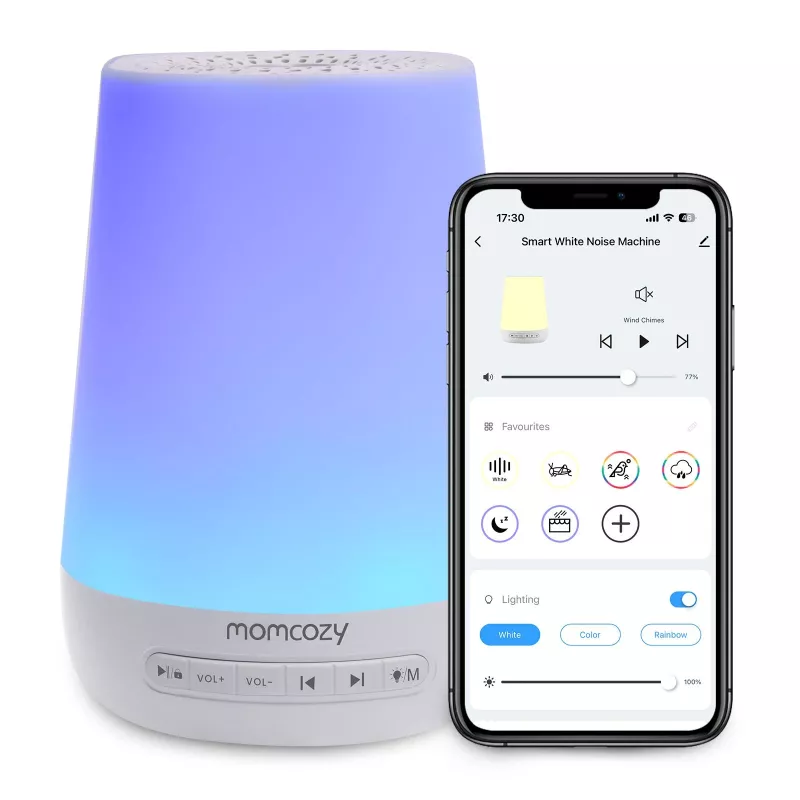 Momcozy WN02 LED naktinė lemputė su baltu triukšmu, Wi-Fi, Alexa, USB-C