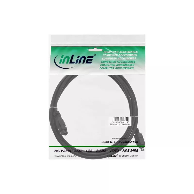 FireWire 400 į 800 laidas InLine 34901 1m kištukas/kištukas juodas