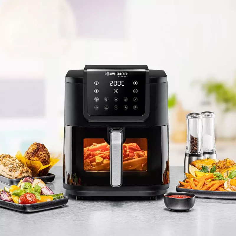 Karšto oro gruzdintuvė Rommelsbacher FRH 1700 Single 8 L stacionari 1700 W su 10 programų ir LED ekranu